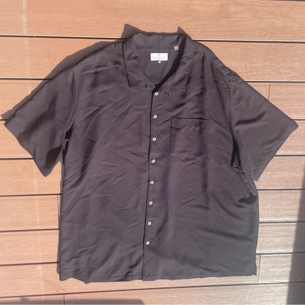 Oak Hill Short Sleeve Button Up Shirt Men’s Big & Tall 4XLT Black Casual